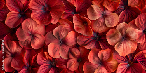 A mesmerizing bunch of vivid red flowers stands out in the darkness, creating a brilliant spectacle, red flower petals. 