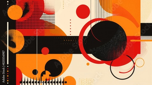 Abstract background with geometric shapes and circles in red  orange  and black colors  vector illustration. Modern design for a banner  poster or cover template
