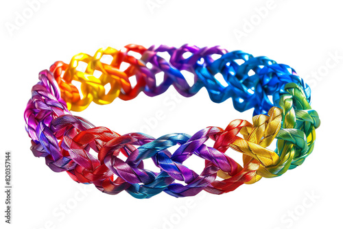 Rainbow loom bands bracelet, isolated on black background photo