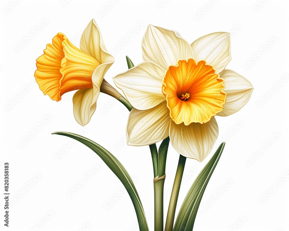 Daffodil sketch clipart with delicate pencil lines