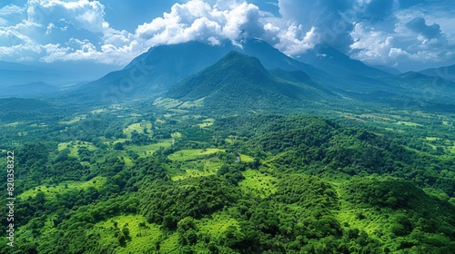 Aerial perspective of the beautiful Phu Thok Mountain