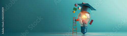 Creative Education Concept with Lightbulb and Cap
