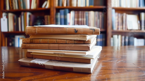 机の上の本と書類