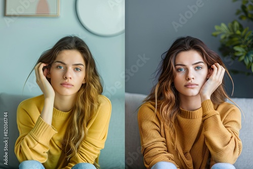 before and after stressed individual finds calm with daily psychobiotic supplementation mental health concept photo