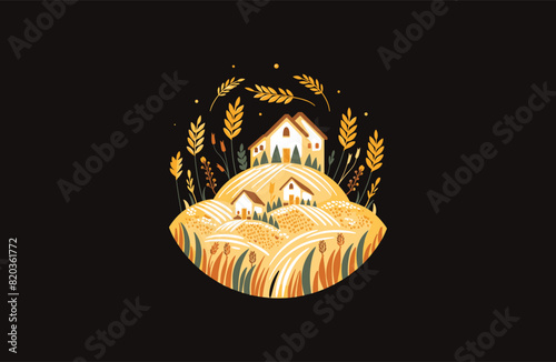 a field of wheat vector illustration