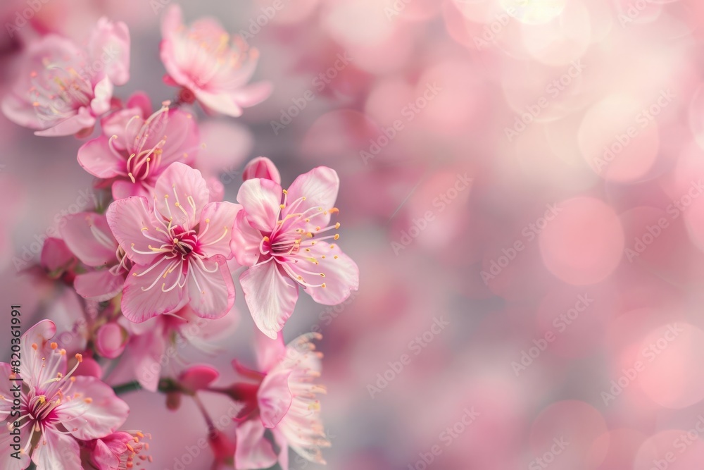 closeup of delicate pink cherry blossom flowers on blurred bokeh background floral photography closeup of delicate pink cherry blossom flowers on blurred bokeh background floral photography