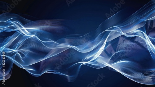Abstract white lines on a dark blue background, digital illustration