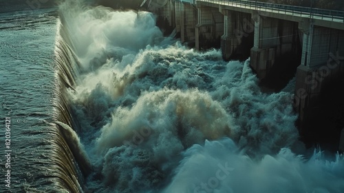 A moment of serenity before the gates of a hydroelectric dam are od releasing a powerful flow of water.