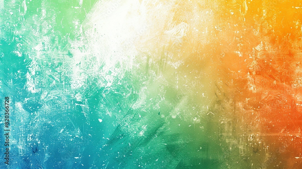 Fototapeta premium Rough Retro Background: White, Green, Blue, Orange, Yellow Grainy Noise Gradient