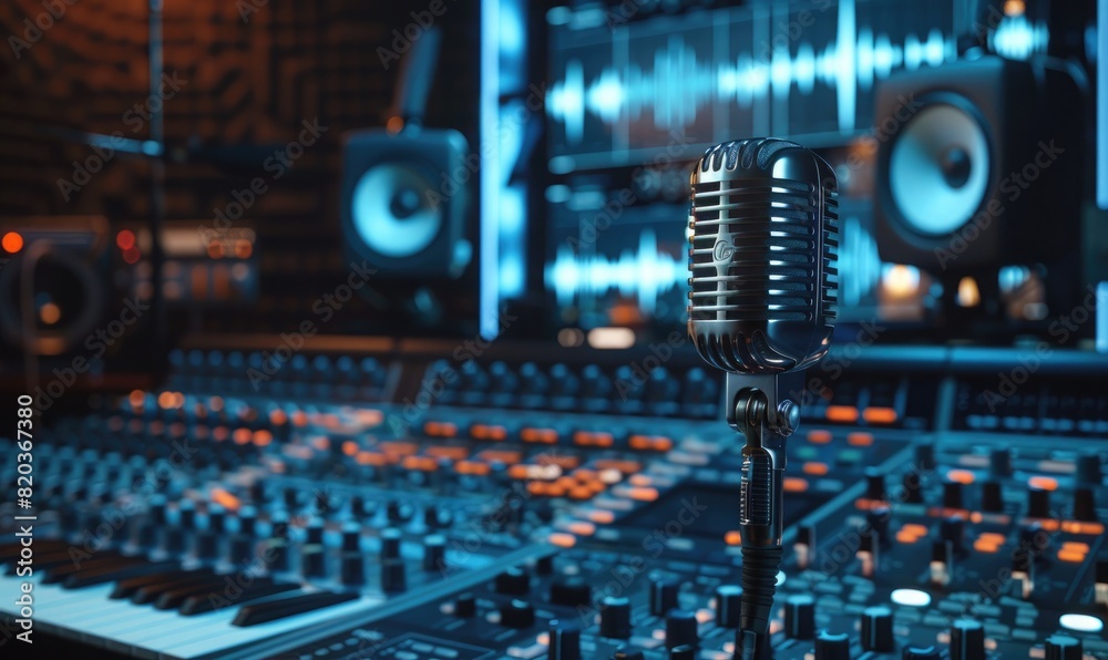 Up-Close Shot of Microphone and Audio Mixer Up-Close Shot of Microphone and Audio Mixer