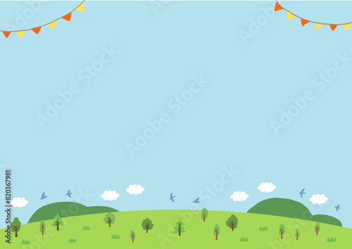 青空の自然の風景のイラスト
