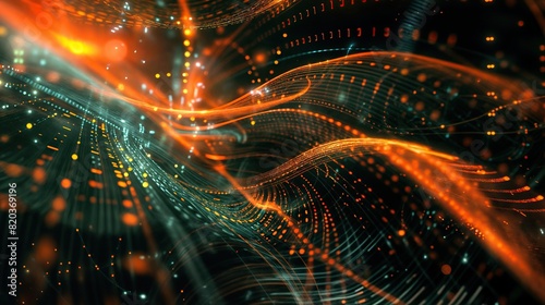 Abstract technology background with vibrant orange and blue lights