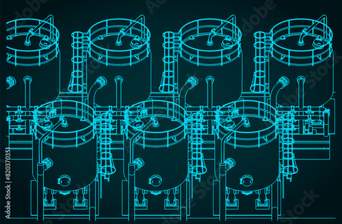 Chemical production tanks close-up