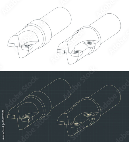 Tool for machining aluminum parts isometric blueprints