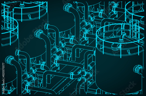 Tanks in chemical production blueprint