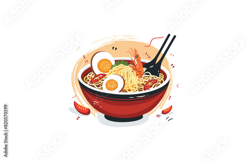 Ramen noodles asian food vector illustration