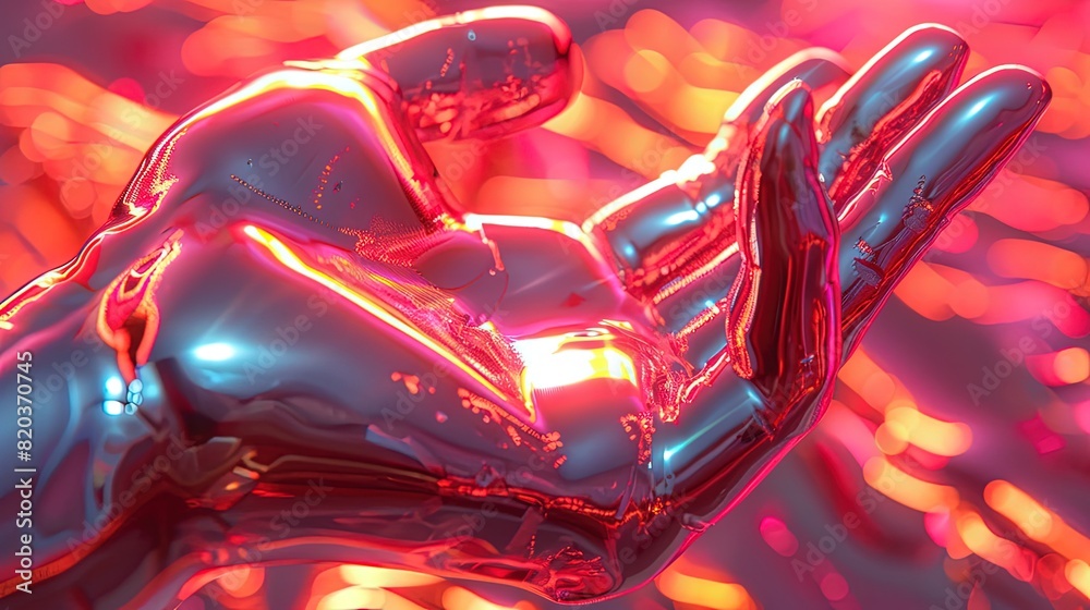 Metallic Hand in Bold Chromaticity. Fluid Figuratism. Metallic Hand in Bold Chromaticity. Fluid Figuratism.