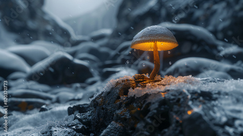 Close-up shot mushroom amoled fractal background photo