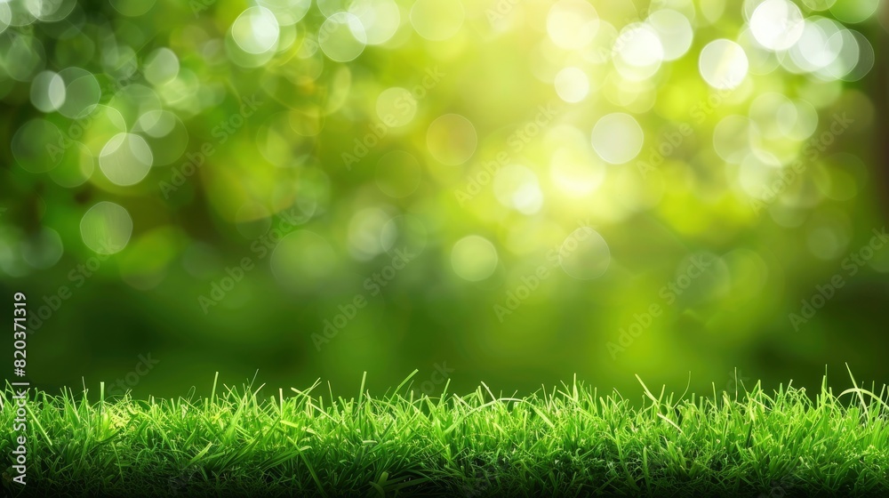 Obraz premium Nature-Inspired Green Grass Bokeh Background, High Quality