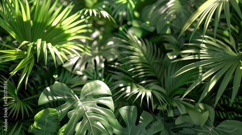 Soft Light Casting Shadows On Tropical Leaves And Foliage, Creating A Calming And Tranquil Atmosphere, High Quality
