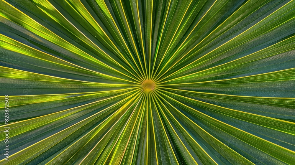 Obraz premium Striped Palm Leaf With An Abstract Green Texture, Evoking A Tropical And Vibrant Feeling, High Quality