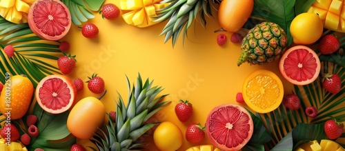 Vibrant Tropical Fruit Assortment in a Still Life Composition