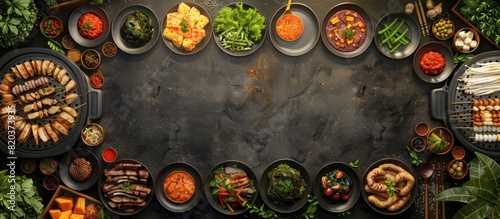 Traditional Korean Barbecue Setup in Vibrant D Render