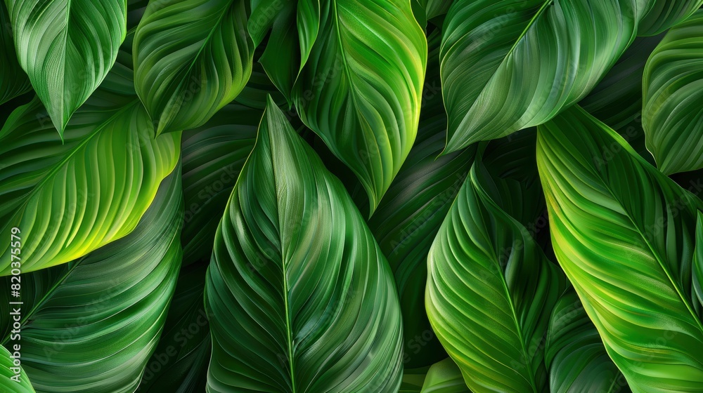 Leaves Of Spathiphyllum Cannifolium With An Abstract Green Texture, Creating A Lush And Vibrant Backdrop, High Quality Leaves Of Spathiphyllum Cannifolium With An Abstract Green Texture, Creating A Lush And Vibrant Backdrop, High Quality