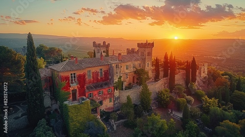 Bird's-eye view of the picturesque village of Gordes in Provence