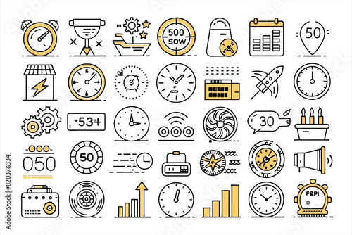 speed flat icon set. Solid icon collection, Editable stroke. Vector illustration.