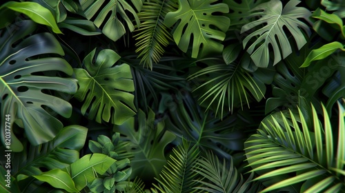 Close Tropical Green Leaves Texture Abstract  Showcasing The Intricate Details Of Foliage  High Quality