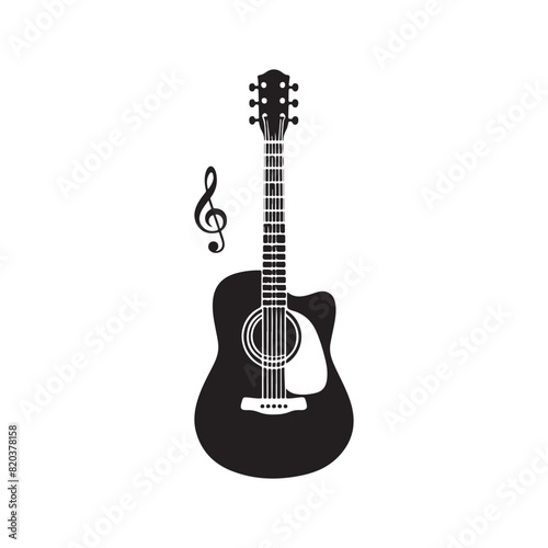 Guitar Silhouette flat vector illustration.