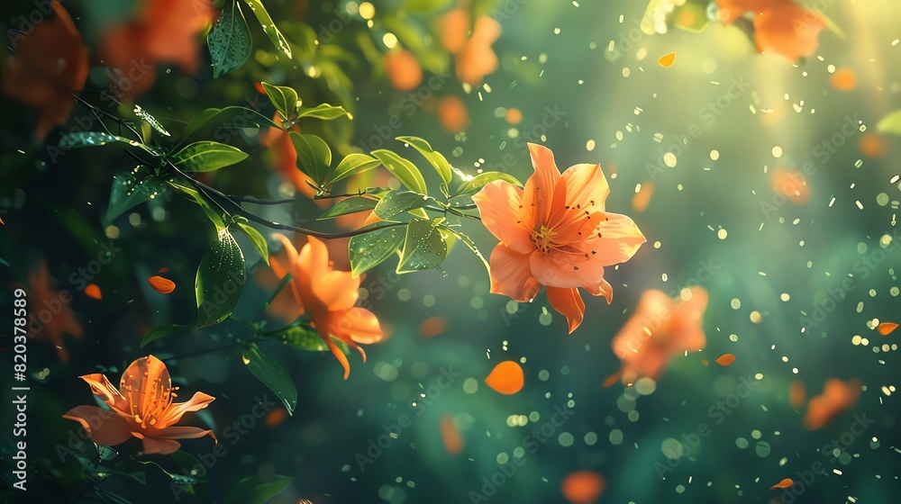 A sequence of nature elements like leaves and flowers blowing in the wind, seamlessly looping A sequence of nature elements like leaves and flowers blowing in the wind, seamlessly looping