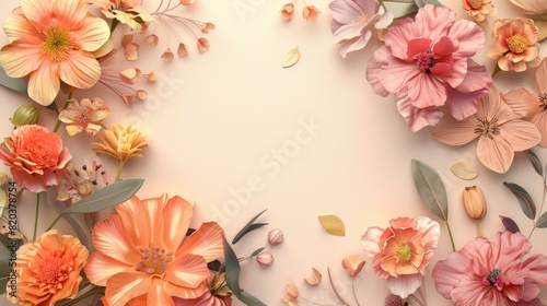 Creative Layout With Flowers And Leaves Arranged Flatly, Capturing Artistic And Natural Beauty, High Quality