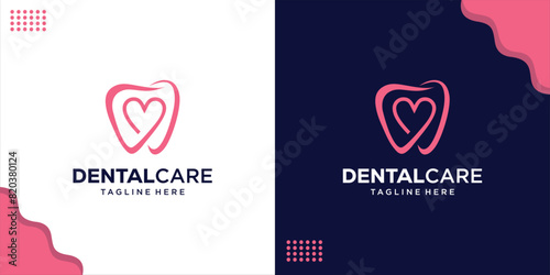 Creative Dental Logo Love Care Simple and Minimalist Dentist Logo, Design Inspiration, Illustration, Vector