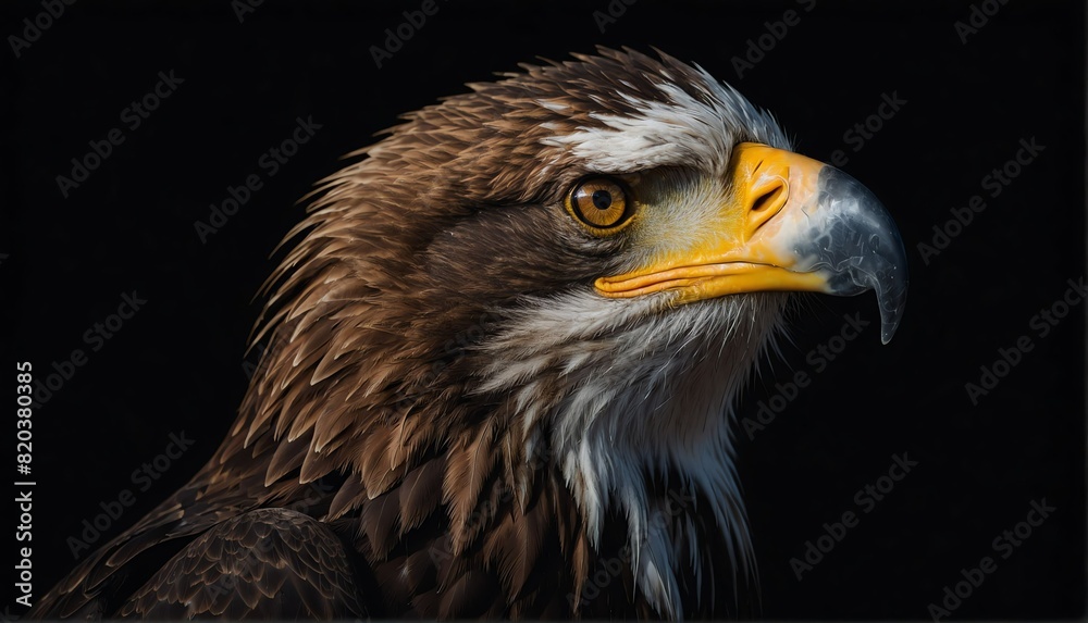 Fototapeta premium eagle close up portrait on plain black background from Generative AI