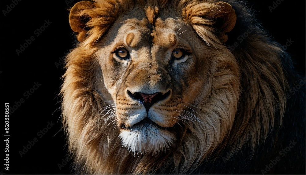 lion plain black background from Generative AI