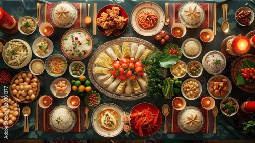 Isaan Feast A Vibrant D Rendered Spread for a Family Gathering photo