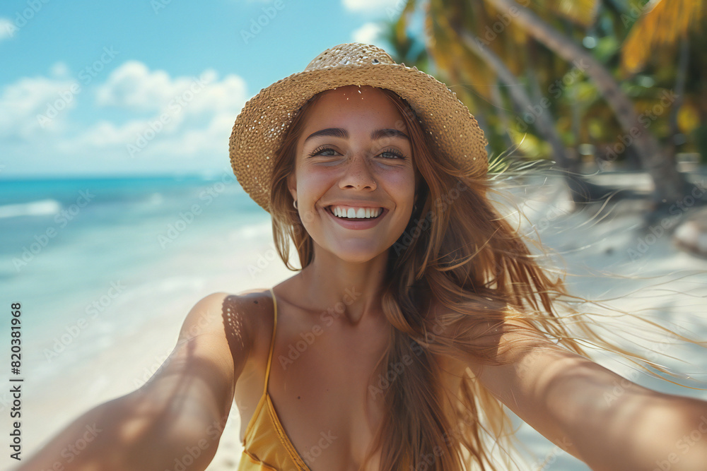 Woman Taking Selfie at Beach