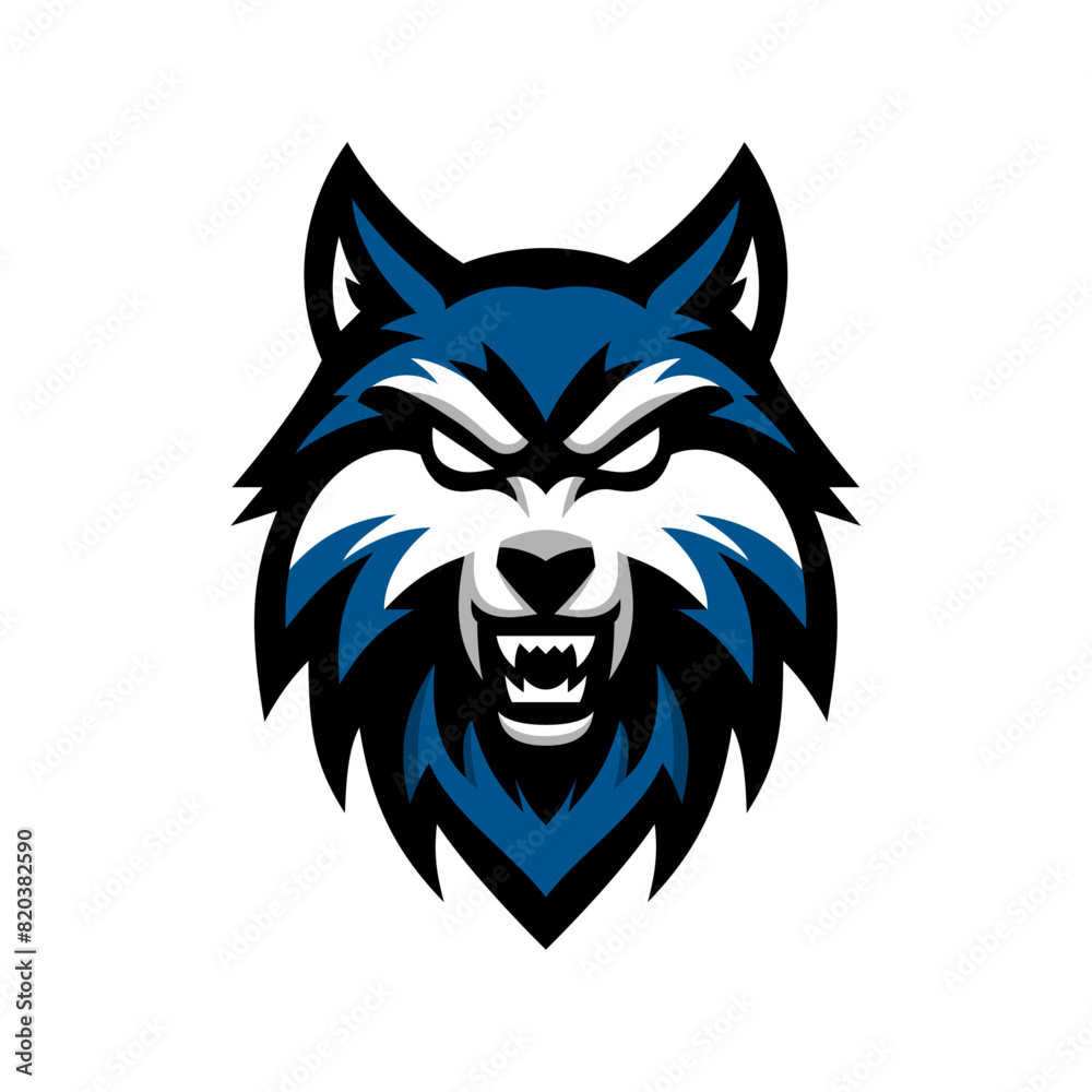 Angry Blue Wolf Head Mascot Logo Angry Blue Wolf Head Mascot Logo