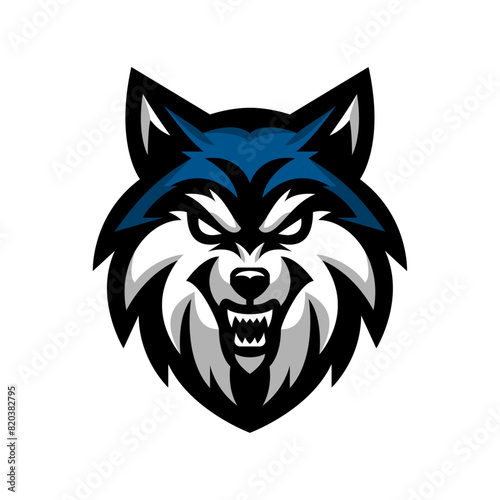 Ferocious Blue Wolf Mascot Symbol