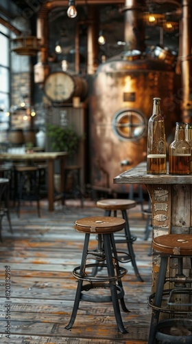 Craft Brewery Interior with Blurred Background