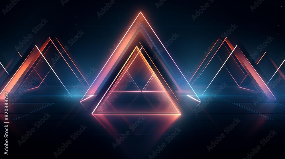 Neon triangular shapes in dark space