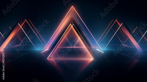 Neon triangular shapes in dark space