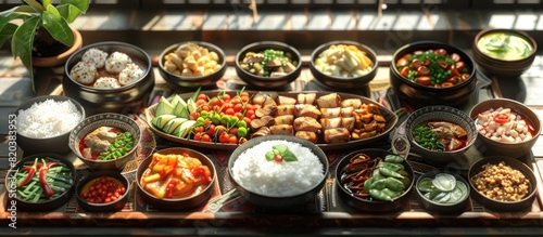 HighContrast Isaan Food Display A Vibrant Culinary Culture Showcase © Sittichok
