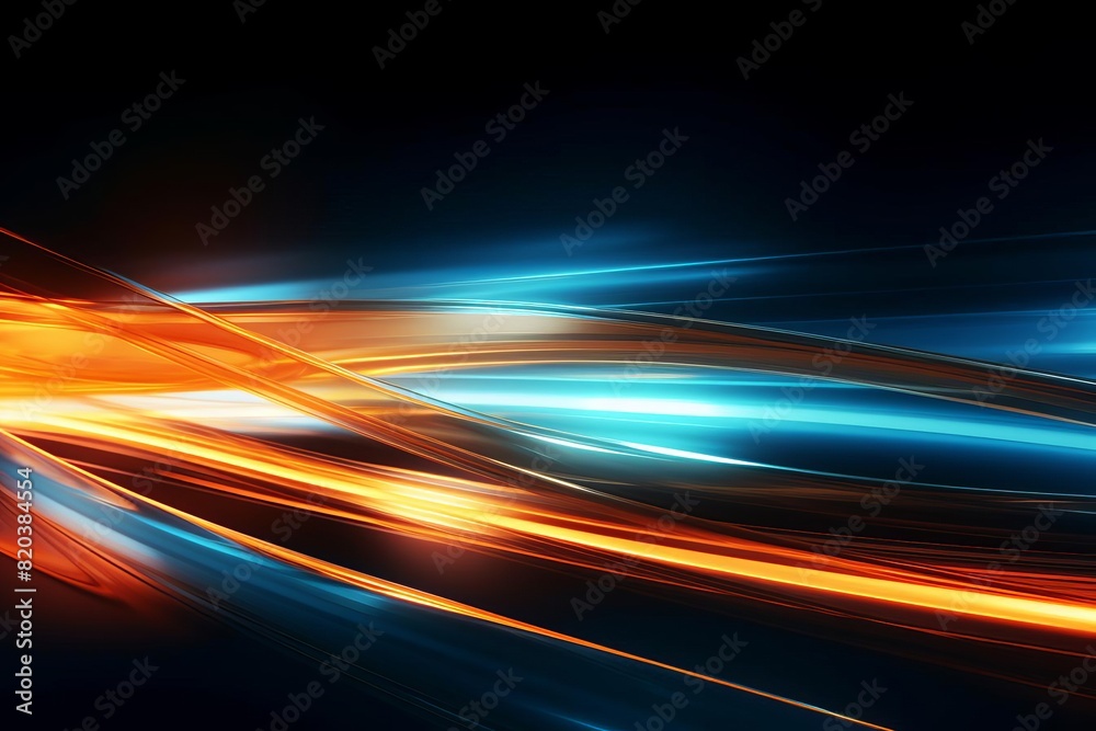 Orange and blue light streaks in motion