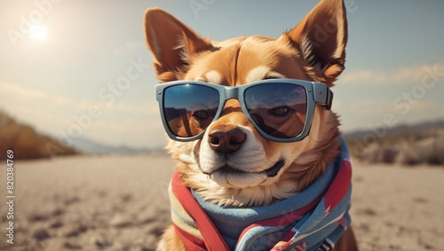 dog with sunglasses generative Ai  © Zahra
