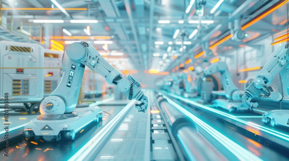 An electric vehicle battery unit in a modern industrial factory.  EV trends. Production factory.