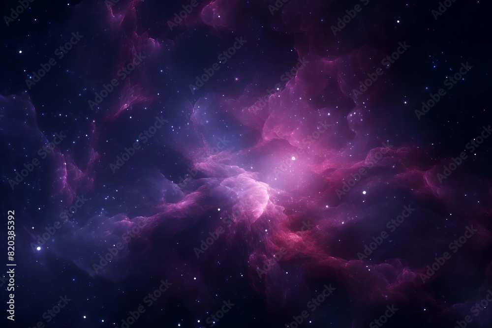 Pink and purple digital particles in dark space