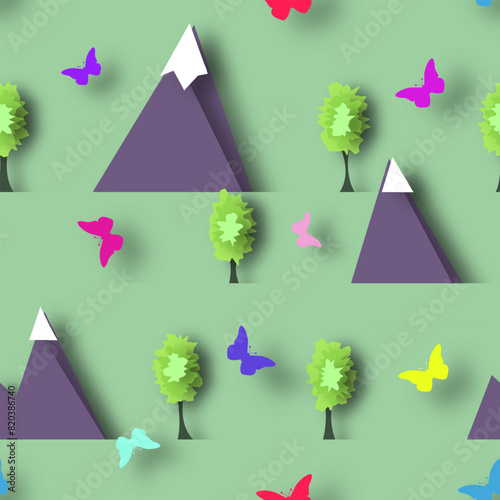 Seamless pattern with mount...